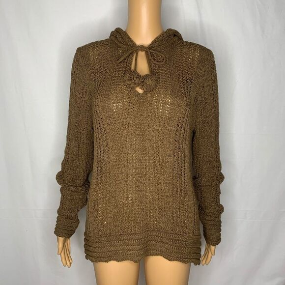 BCBGMAXAZRIA Hooded Pullover Sweater Ribbed Knit - Picture 1 of 7